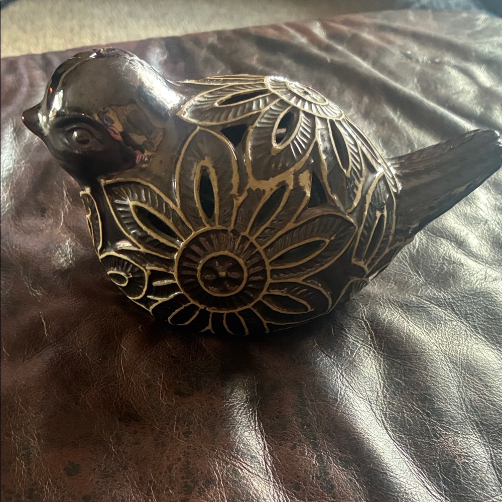 Artistic Floral Brown Bird Figurine